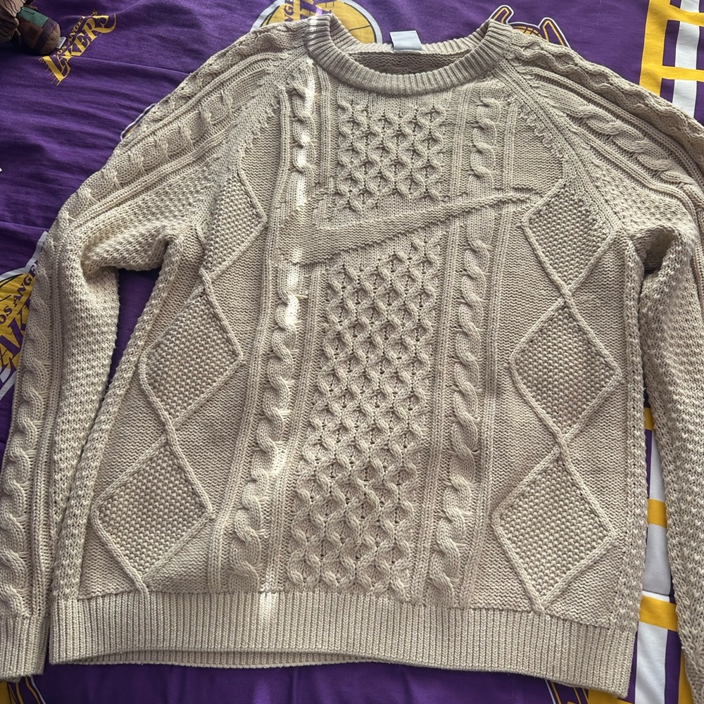 Nike Beige Cable Knit Sweater